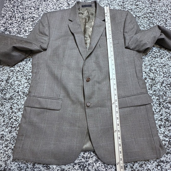 Ralph Lauren 2 Button Sport Coat 44 R‎ Windowpane Tan Polyester Jacket LRL - Picture 7 of 9